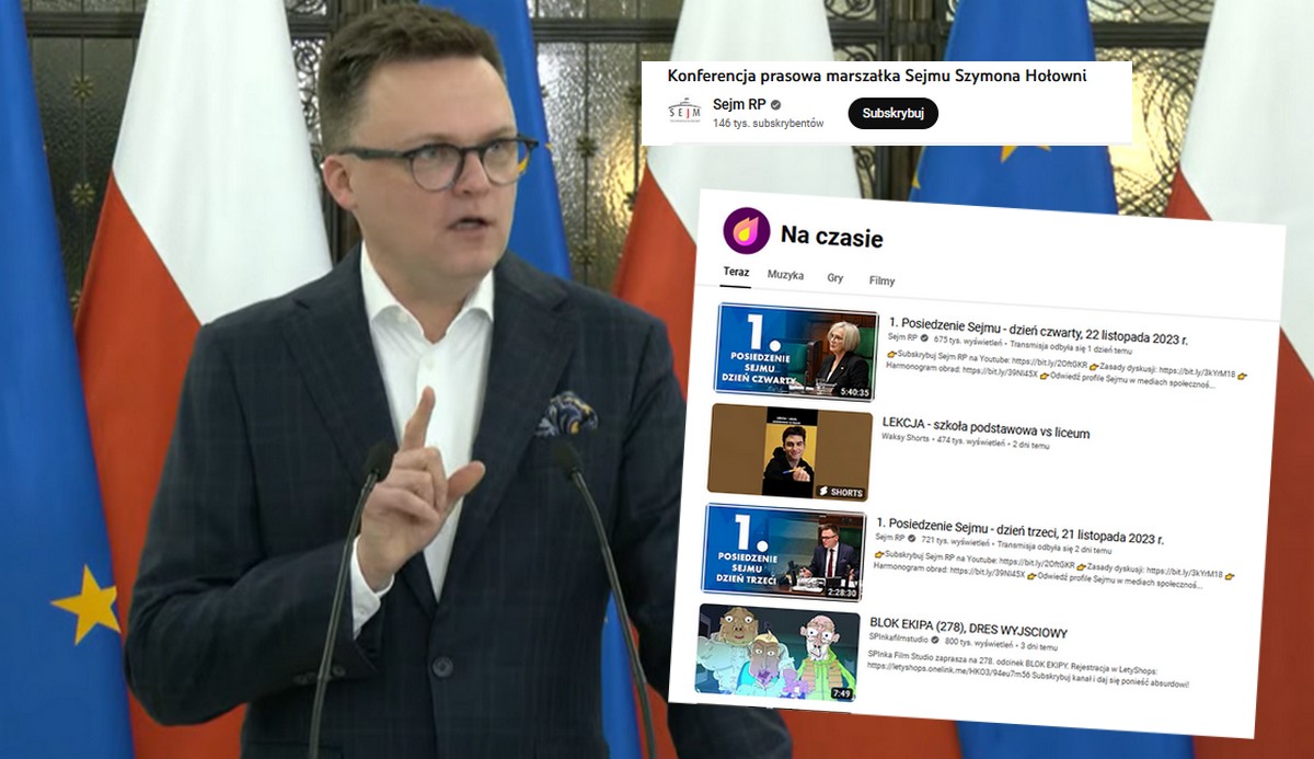 Marszałek Hołownia śmieszkuje ze srebrnego przycisku na YouTube i radzi zaopatrzyć się w zapas popcornu