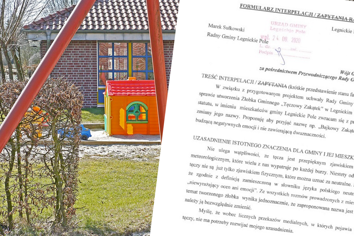 Legnica: radny interweniuje w sprawie zmiany nazwy żłobka "Tęczowy Zakątek", bo mu się kojarzy