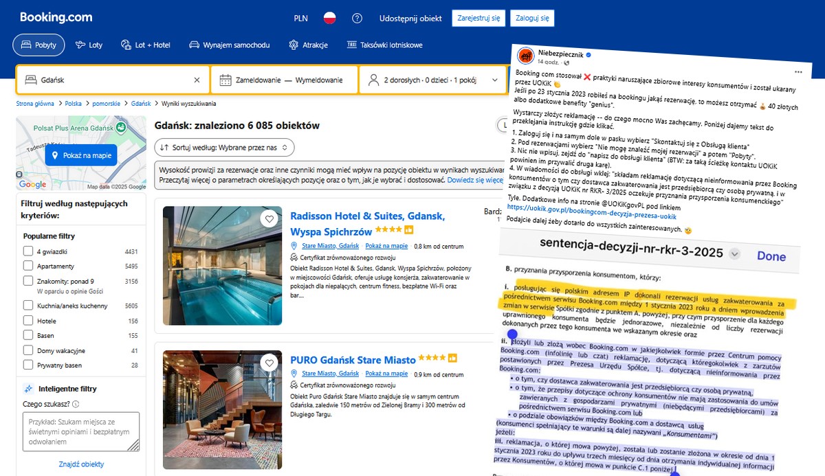 Booking.com dostało po łapkach od UOKiK, serwis Niebezpiecznik pokazał jak odzyskać pieniądze