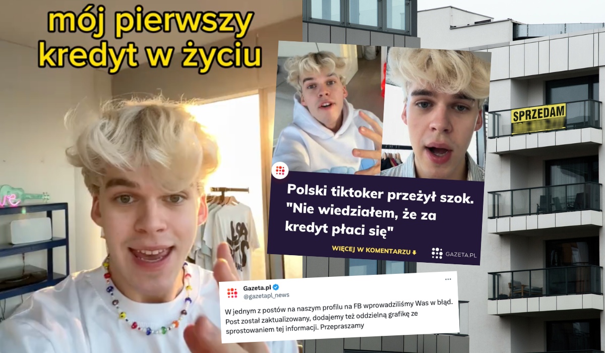 Gazeta.pl wyśmiała młodego tiktokera, bo zwrócił uwagę na to, że kredyt na mieszkanie kosztuje tyle, ile mieszkanie