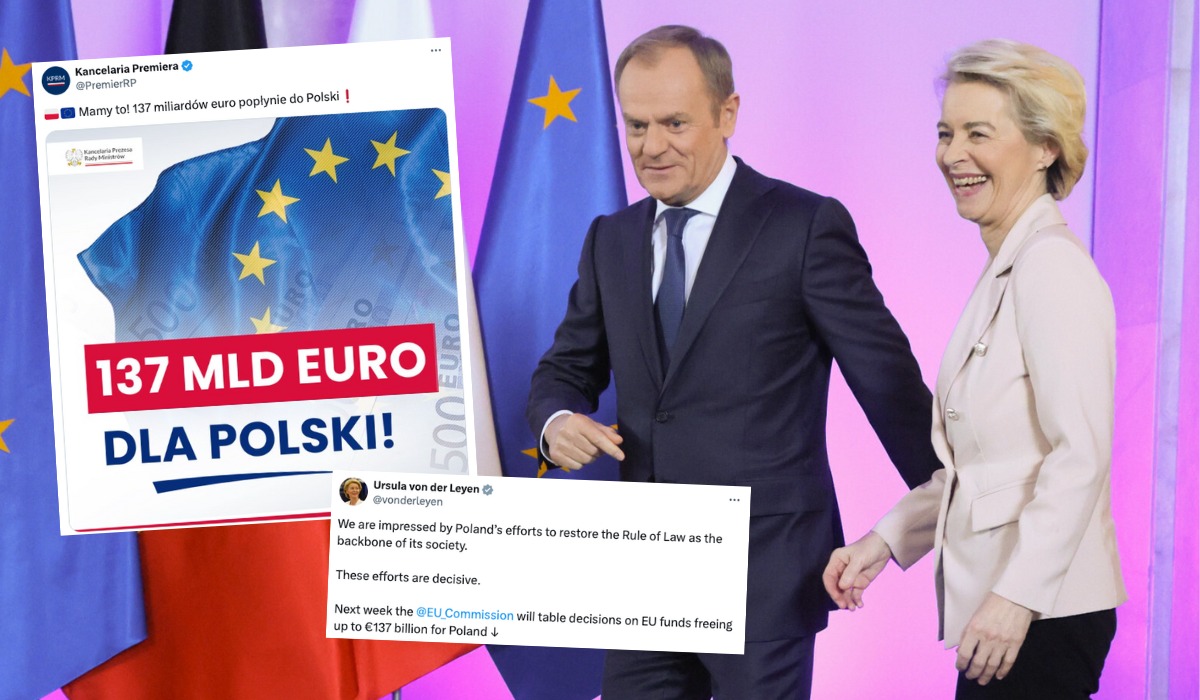 Szefowa KE podczas wizyty w Warszawie ogłosiła odblokowanie środków dla Polski, w sumie 137 mld euro