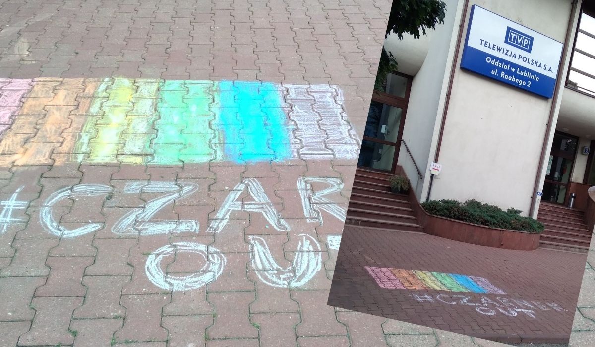 Lublin: pod siedzibą TVP aktywiści namalowali na chodniku tęczę, kierownictwo spanikowało i wezwało policję