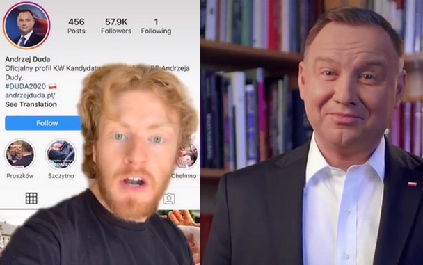 Amerykański TikToker rozpoczął akcję dodawania komentarzy na Instagramie Andrzeja Dudy