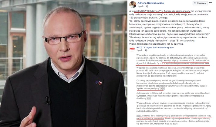 NSZZ Solidarność w Agorze apeluje, żeby zarządowi nie było wszystko jedno