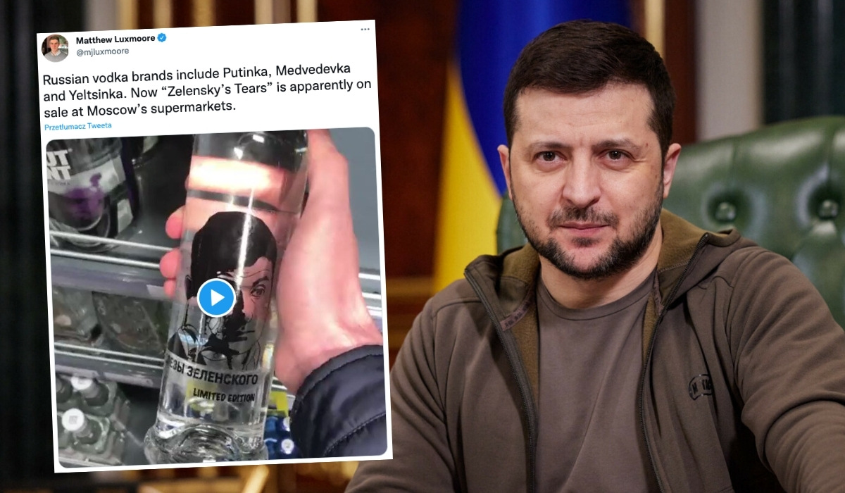 Rosja: ktoś zarabia na wojnie i nastrojach sprzedając wódkę "Łzy Zełenskiego"