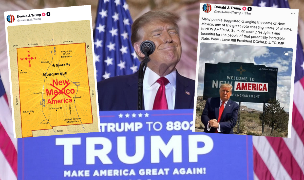 








Trumpowi znowu nie podoba się mapa i chce zmienić nazwę stanu "Nowy Meksyk" na "Nowa Ameryka"








