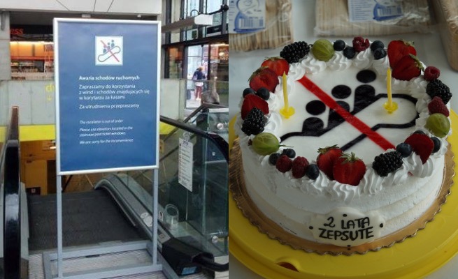 PKP jest tak miłe, że po obchodach drugiej rocznicy zepsutych schodów ruchomych zapowiada naprawę