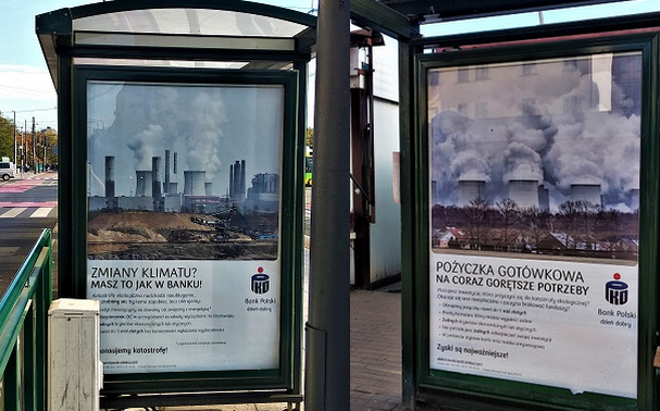 W Poznaniu zawisły plakaty krytykujące węglowe inwestycje PKO BP