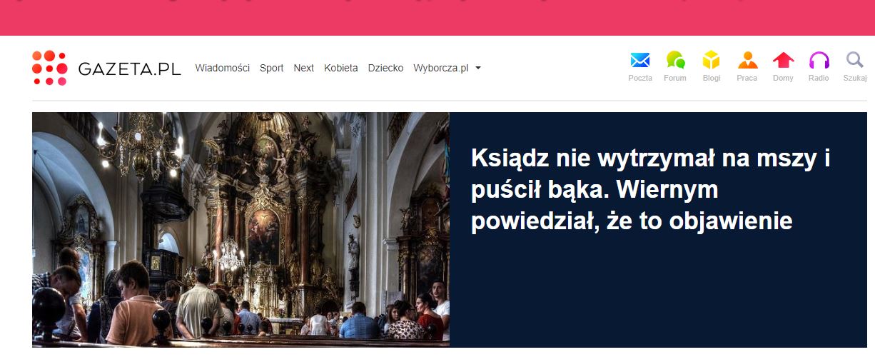 [Fake news] Gazeta.pl publikuje żart o księdzu jako wiadomość