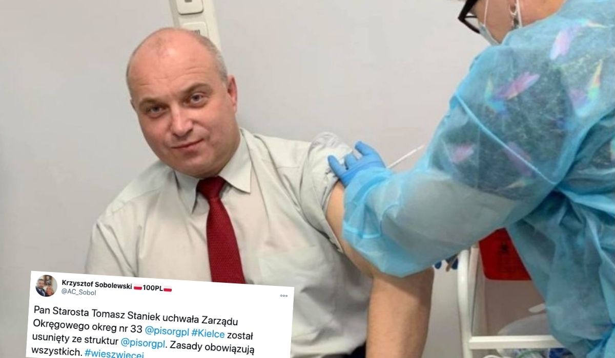 Starosta, który zaszczepił się poza kolejnością, został wyrzucony z PiS