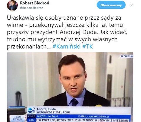Andrzej Duda w 2011: "Ułaskawia się osoby uznane przez sądy za winne. Ułaskawienie nie jest uniewinnieniem"