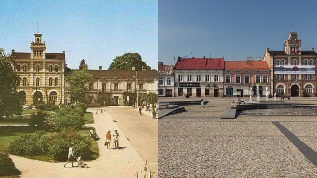 Rynek w Skierniewicach w latach 70. i dziś
