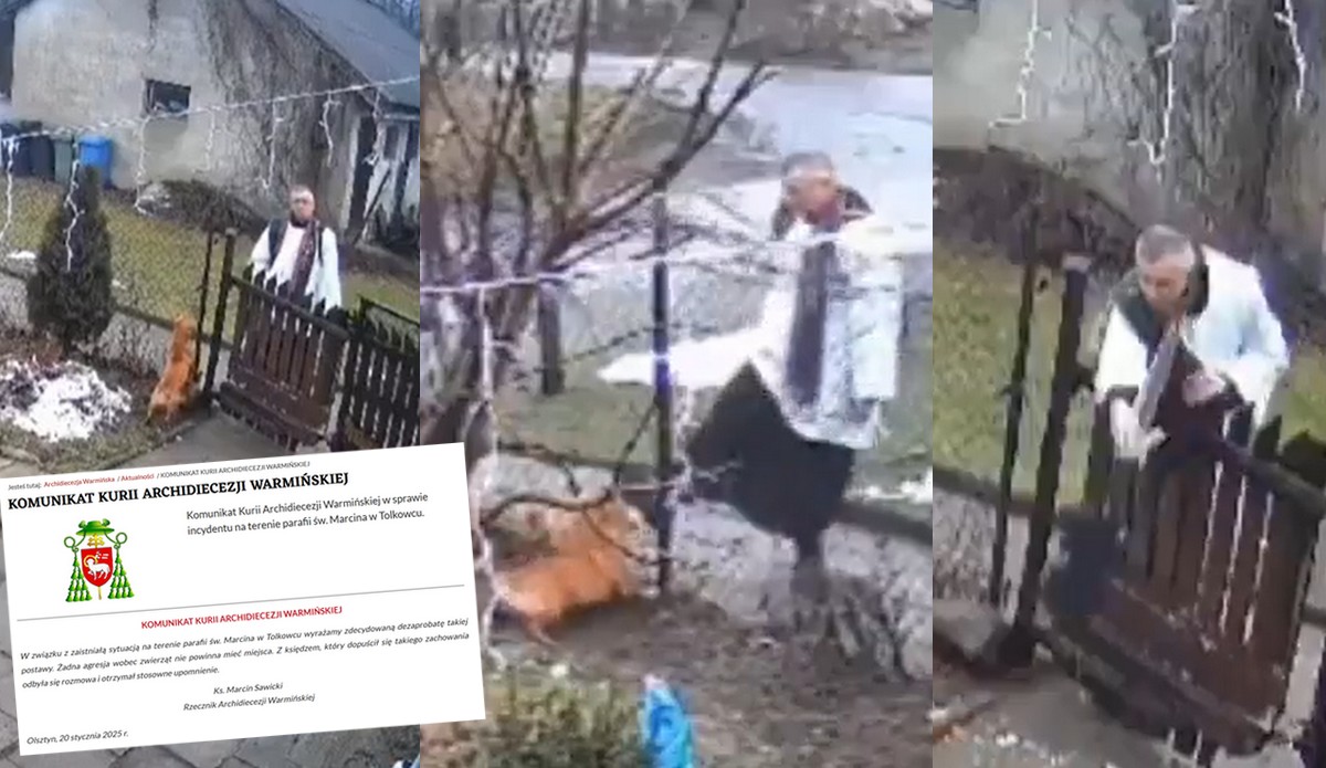 Ksiądz ze słynnego nagrania, na którym kopie psa został upomniany przez kurię