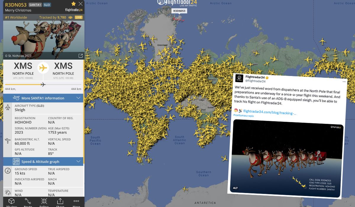 Flightradar24 uruchomiło opcję śledzenia świętego Mikołaja