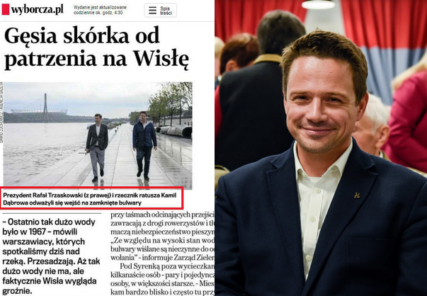 Wyborcza: prezydent Trzaskowski odważył się wejść na zamknięte bulwary