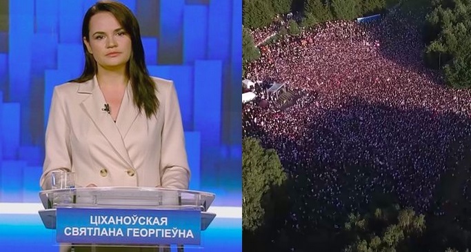 Ponad 60 tysięcy osób na wiecu Swiatłany Cichanouskiej, kandydatki na prezydenta Białorusi