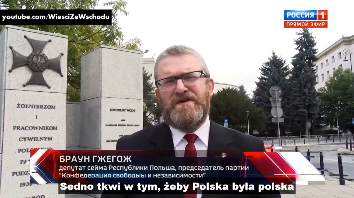 Konfederacja dostała w końcu czas antenowy w państwowych mediach, ale na rosyjskiej jedynce, było o "ukrainizacji Polski"