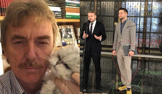 Patryk Jaki tłumaczy Bońkowi, że z jego stylówką jest wszystko w porządku