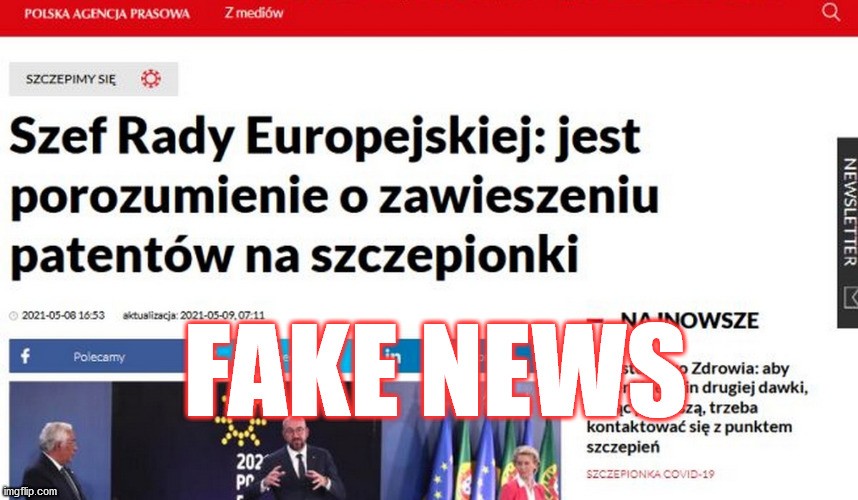 Polska Agencja Prasowa puściła fejka, którego powieliło wiele serwisów, chodziło o patenty na szczepionki