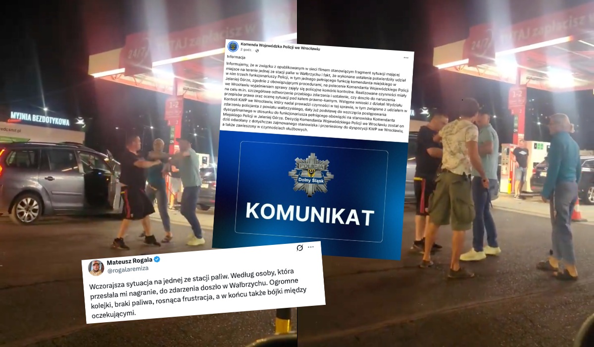 Wałbrzych: po słynnej bójce na stacji paliw odwołano komendanta, bo naparzali się także policjanci