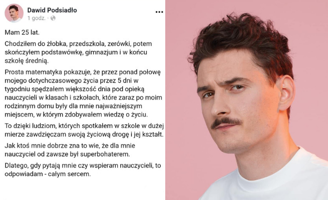Dawid Podsiadło: czy wspieram nauczycieli? Całym sercem