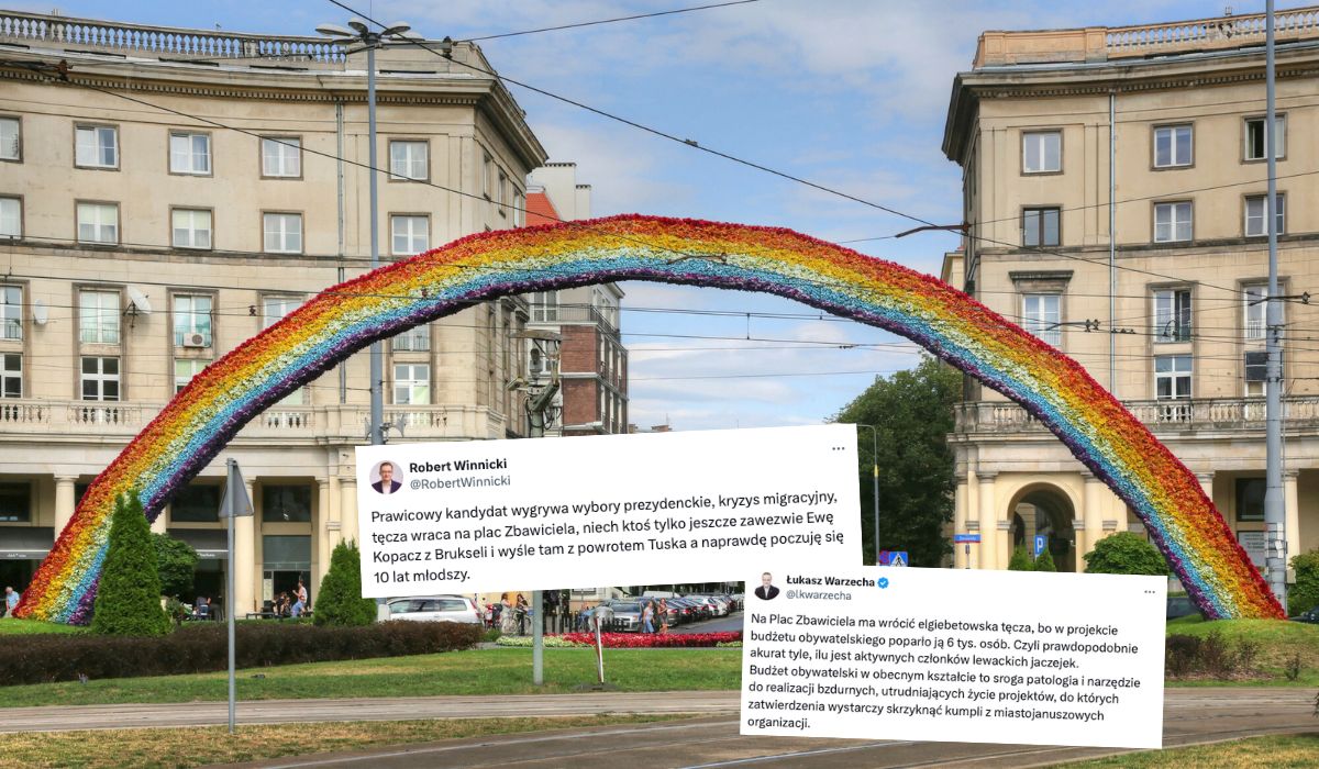 Warszawa: słynna tęcza wraca na Plac Zbawiciela, konserwatywni komentatorzy znowu zbulwersowani