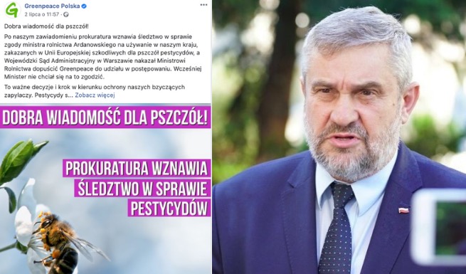 Prokuratura zajmie się ministrem rolnictwa. Pozwolił na stosowanie szkodliwego dla pszczół środka, zakazanego w UE