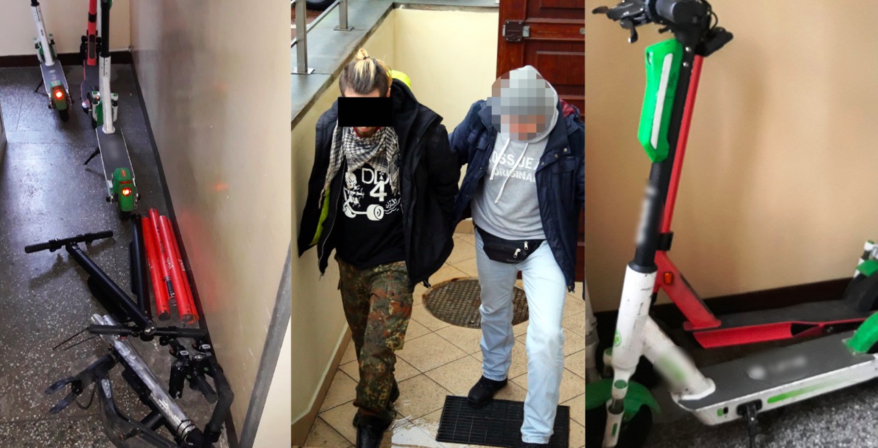 Francuzi kradli e-hulajnogi w całej Europie i chowali je w kamperze, wpadli w Warszawie