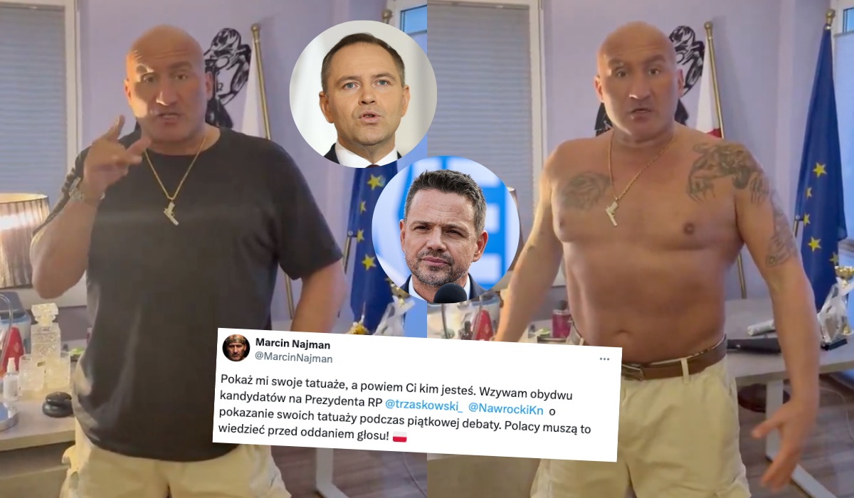 Najman wzywa Trzaskowskiego i Nawrockiego do ujawnienia tatuaży podczas piątkowej debaty