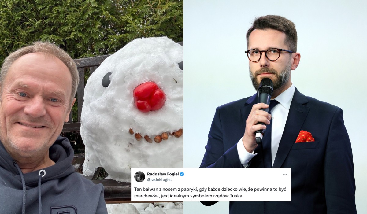 Radosław Fogiel wściekł się na Tuska, bo przy lepieniu bałwana użył papryki zamiast marchewki