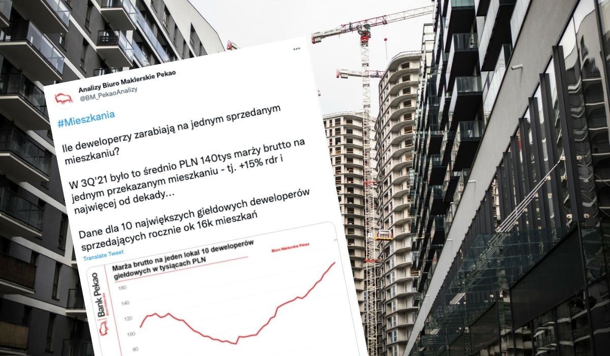 Eksperci Pekao: deweloperzy mają po 140 tys. zł marży na 1 mieszkaniu, 15% więcej niż rok temu