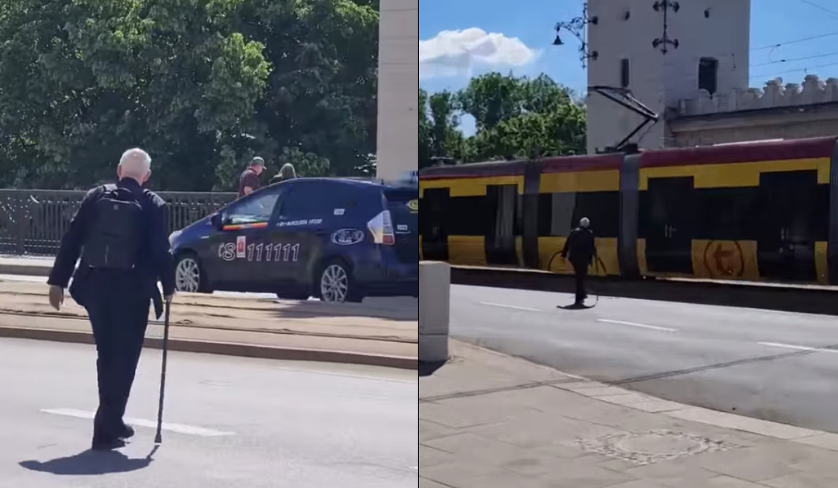 Korwin-Mikke został nagrany, jak antysystemowo przechodzi przez ulicę i wbrew pozorom nie łamie prawa