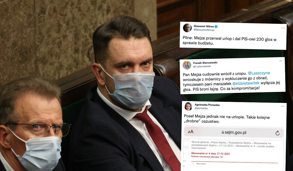 Mejza jest na "urlopie", ale bohatersko przyszedł do pracy i wspomaga PiS w głosowaniu