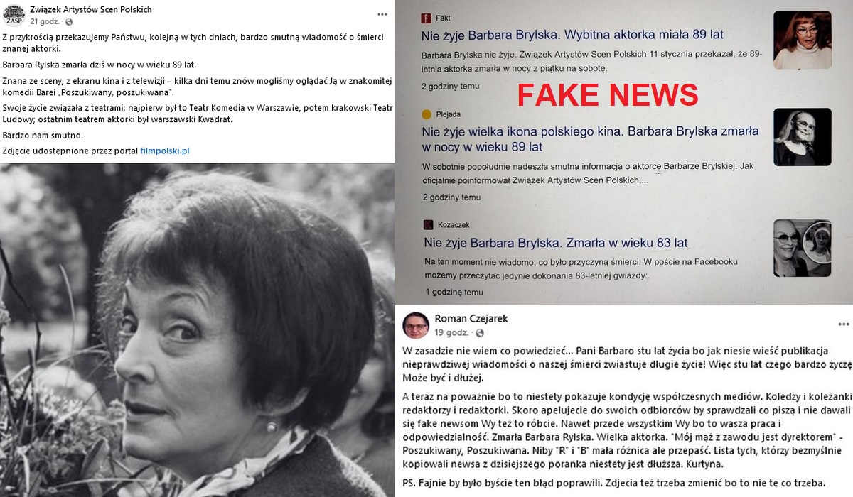 Portale ploteczkowe przez pomyłkę uśmierciły Barbarę Brylską