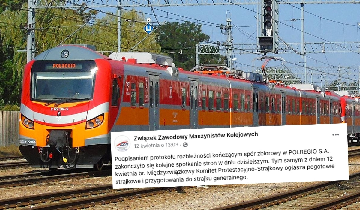 Kolejarze zaczynają strajk w Polregio, bo zarabiają mało, a chcieliby więcej, część połączeń odwołana