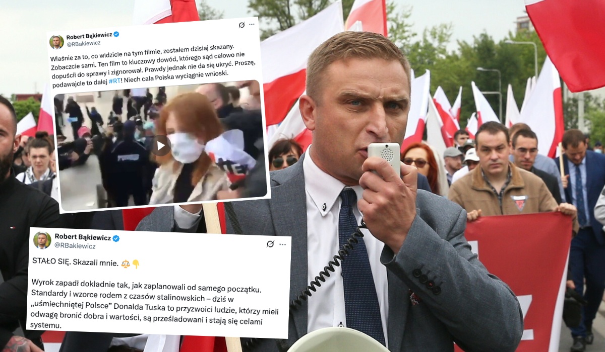 Bąkiewicz został skazany na prace społeczne za popchnięcie aktywistki