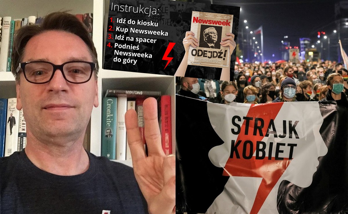 Newsweek poleca kupowanie swojego nowego numeru i wykorzystanie okładki do demonstracji
