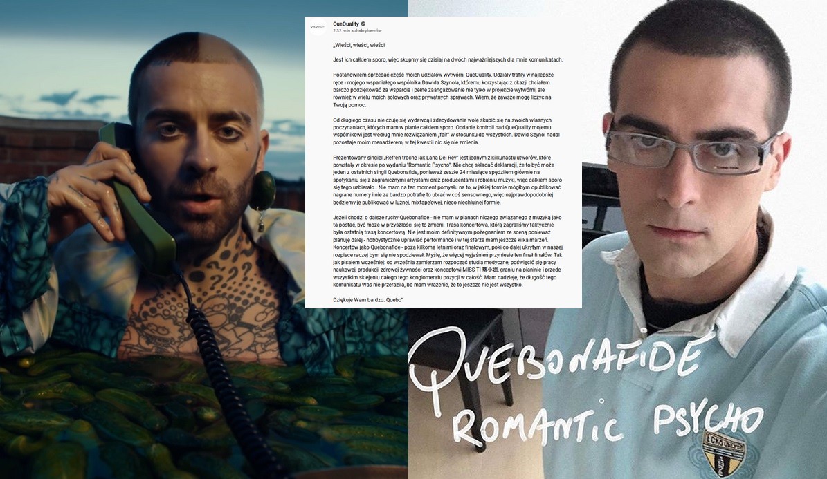 Quebonafide ogłasza, że chwilowo zawiesza karierę rapera i idzie na studia medyczne