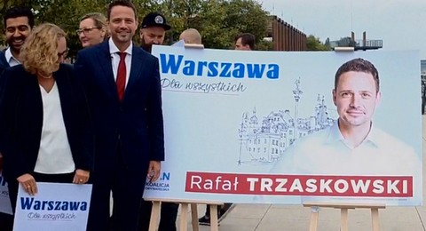 Trzaskowski pokazał swoje hasło wyborcze. Guział: "Ukradł mi je"