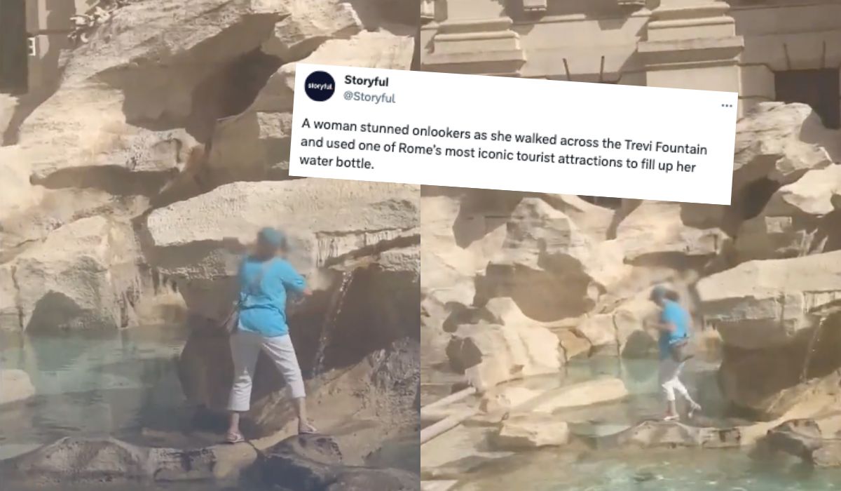 Włochy: spragniona turystka wspięła się na zabytkową Fontannę di Trevi, żeby napełnić sobie butelkę