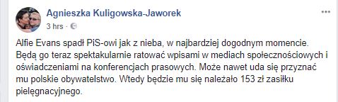 Gdyby Alfie żył w Polsce, jego rodzice dostaliby 153 zł zasiłku pielęgnacyjnego