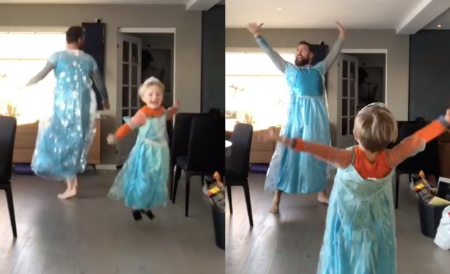 Norweg tańczący z synem w przebraniach księżniczek hitem Facebooka