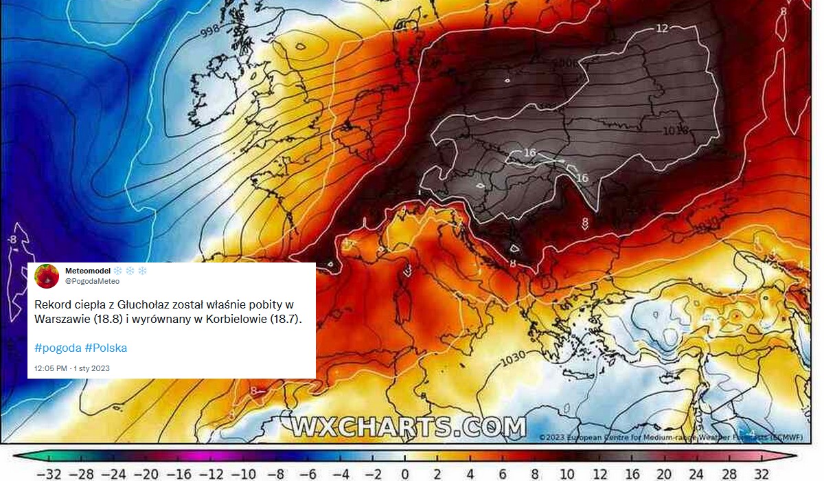 Nowy rok w Polsce powitał nas rekordowo wysoką temperaturą