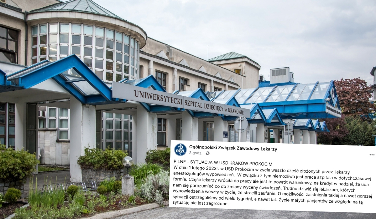 Prokocim: szpital dziecięcy na granicy ewakuacji, większość anestezjologów nie przyszła do pracy