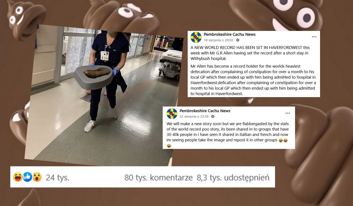 Fake news o rekordowo wielkiej kupie krąży po świecie i dotarł do Polski