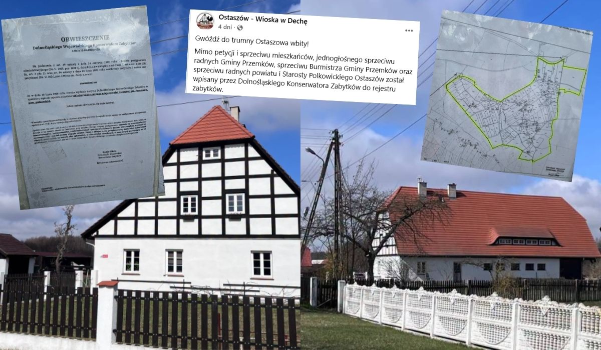 Wieś Ostaszów została wpisana do rejestru zabytków, mieszkańcy protestują, bo utrudni to prace budowlane