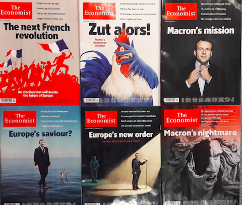 

Prezydentura Emmanuela Macrona na 6 okładkach

