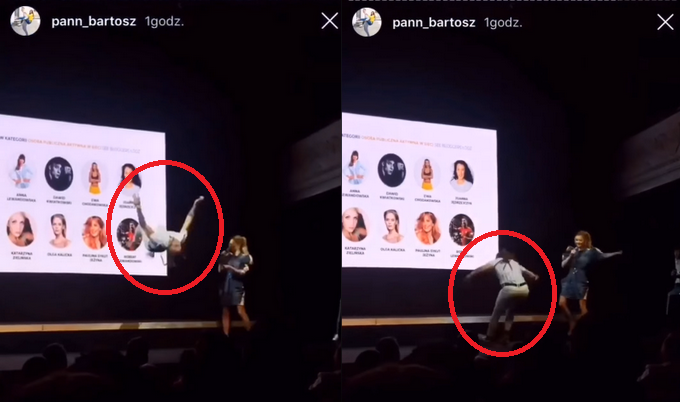 Mateusz z Fit Lovers zrobił salto podczas przyjmowania nagrody. Nie skończyło się to dobrze