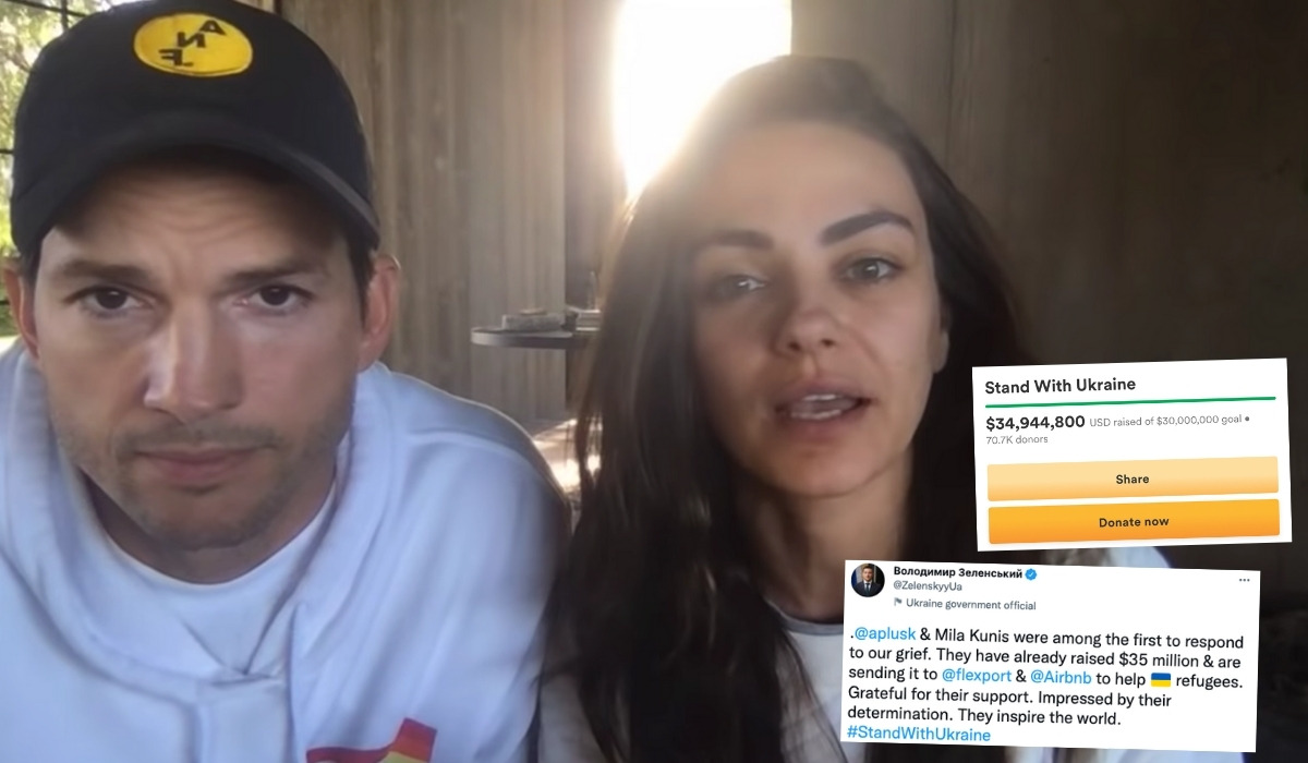 Zełenski zadzwonił do Mili Kunis i Ashtona Kutchera podziękować za zbiórkę. Zebrali 35 mln dolarów 