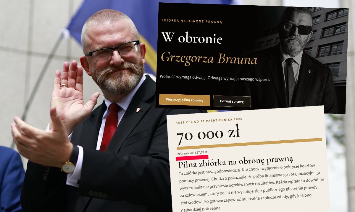 Grzegorz Braun ogłosił zbiórkę na siebie, bo doskwierają mu liczne procesy